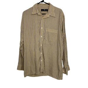 Men's Yellow & Blue Par Excellence Long Sleeve Checkered Button Down Shirt